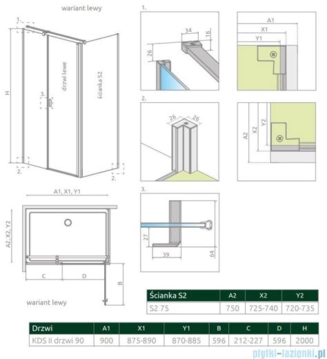 Radaway Nes Black Kds II kabina 90x75cm lewa czarny mat szkło