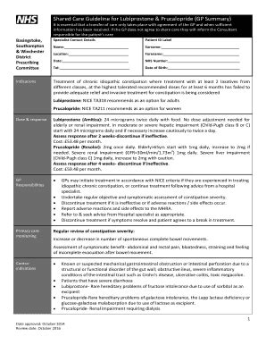 Fillable Online Shared Care Guideline For Prucalopride Gp Summary