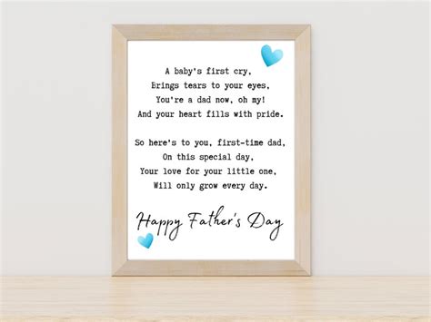 First Time Dad Poem Father S Day Printable Father S Day Card 1st Time Dad T Father S Day