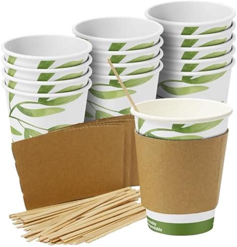 Amazon Ktob Pack Oz Compostable Coffee Cups With Lids And