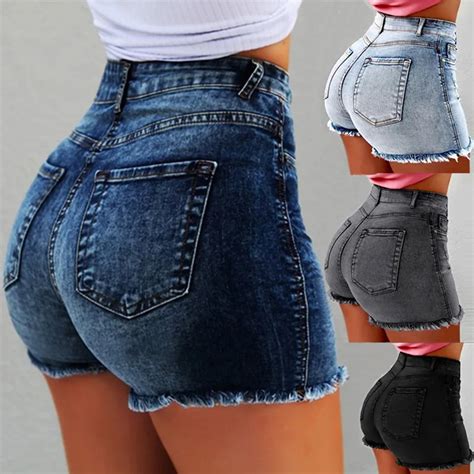 High Waist Denim Fringed Women Shorts Bodycon Ripped Hole Short Jeans