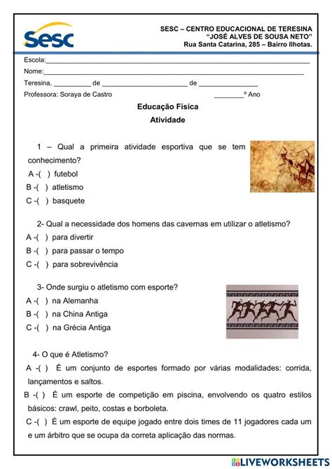 Atletismo interactive activity for 4º e 5 ano Artofit