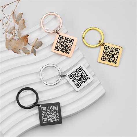 Personalised QR Code Keychain Metal Custom Text Keychain Personalised