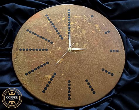 20 Rusted Large Copper Wall Clock With Numbers Dots Old Patina