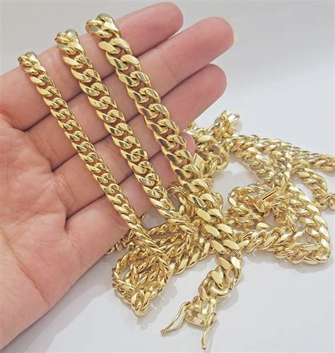 Solid Real 14k Gold Miami Cuban Link Chain Necklace 6mm 7mm 8mm 20 28