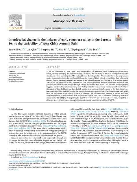 PDF Interdecadal Change In The Linkage Of Early Summer Sea Ice In The