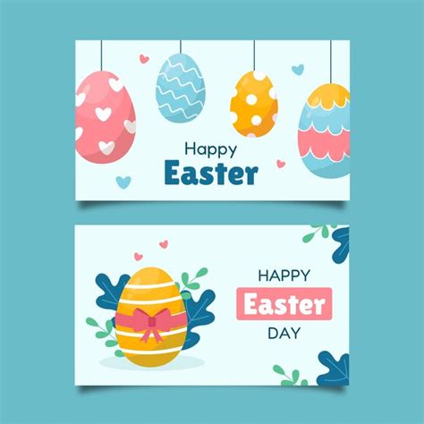 Conjunto de tarjetas de felicitación de celebración de pascua plana