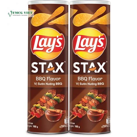 LAY S STAX BBQ POTATO CHIPS SNACK 160G X 14 Wholesale Exporter FMCG Viet