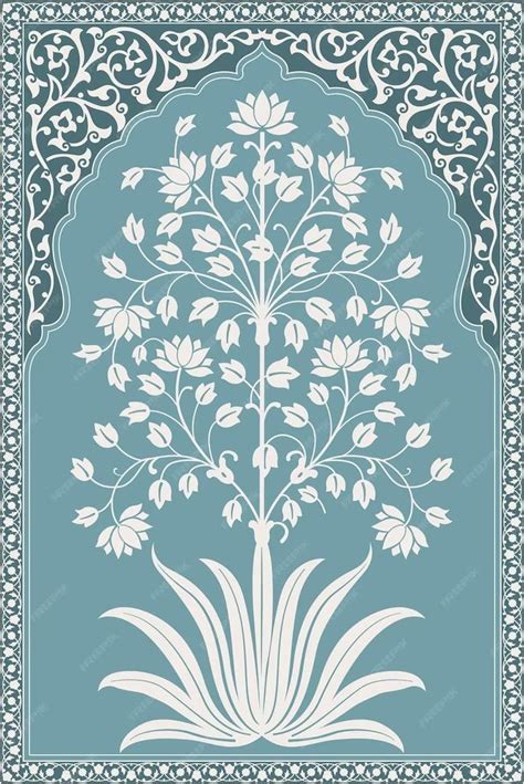 Premium Vector Traditional Indian Flower Motif Mughal Hand Drawn