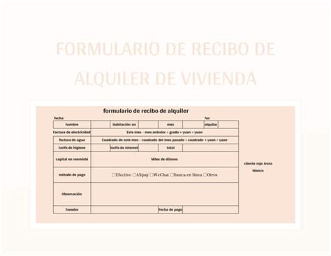 Plantilla De Formato Excel Formulario De Recibo De Alquiler De Vivienda