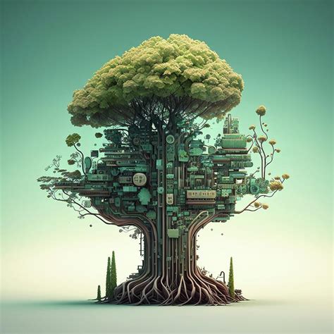 Greener Future Trees And Tech Working Together Painting By Constantin