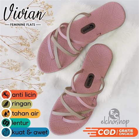 Jual Sendal Tali Wanita Kekinian Karet Empuk Camou Vivian Taffyberry