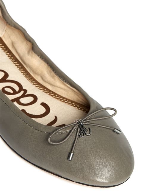 Sam Edelman Felicia Leather Ballerina Flats In Grey Gray Lyst