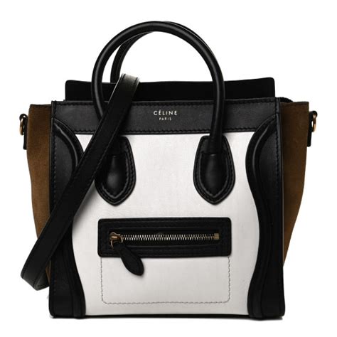 Celine Smooth Calfskin Suede Nano Tri Color Luggage White