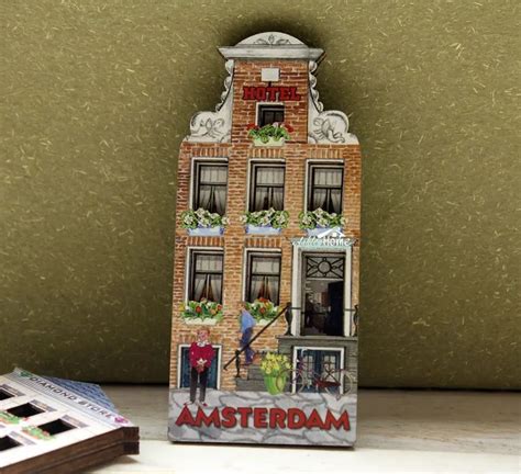 Netherlands Holland Dutch Amsterdam Hotel Tourist Travel Souvenir Wooden Fridge Magnet Craft In