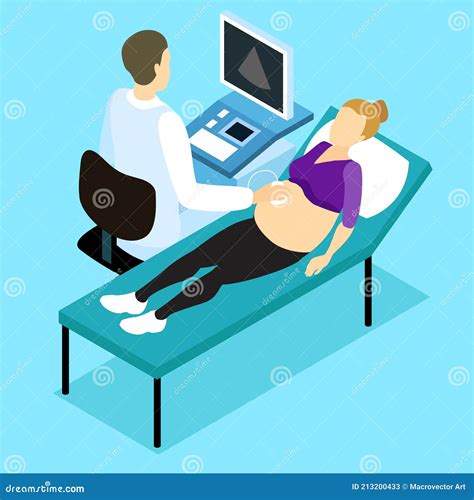 Pregnancy Ultrasound Scan Isometric Design Stock Vector Illustration