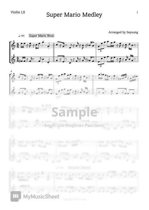 Super Mario Super Mario Medley Violin 12 Sheets By Seyoung