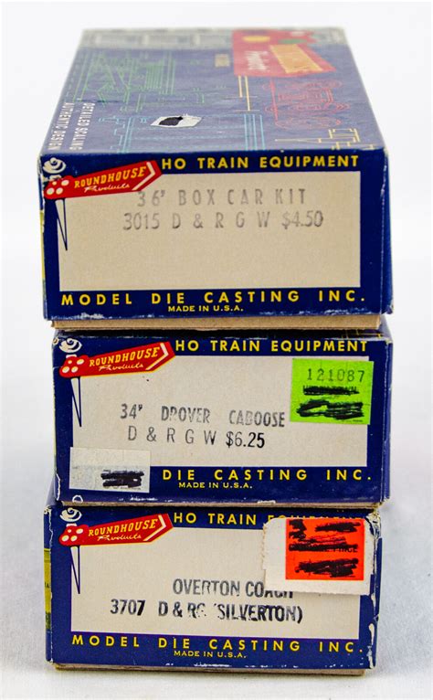 Roundhouse Rio Grande Coach Caboose Box Car Kits Ho Scale Model