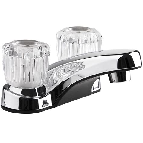 Dura Faucet Lavatory Faucet With Crystal Acrylic Knobs For Rv Bathroom Chrome Polished