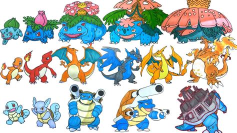 Coloring All Gen 1 Starters Evolutions Mega Evolution Gigantamax