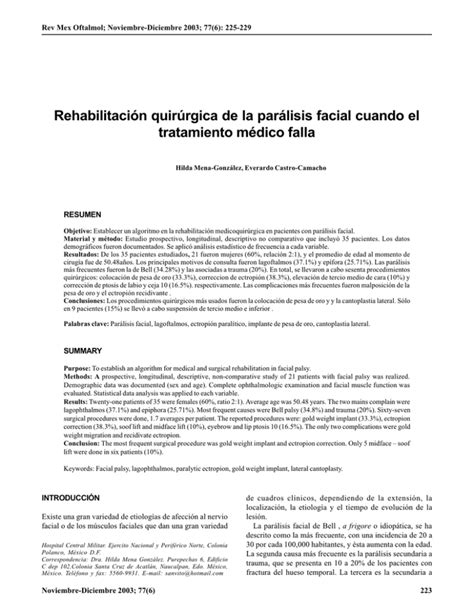 Rehabilitación quirúrgica de la parálisis facial