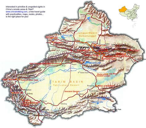 Xinjiang Travel Map - China Trekking Guide, Route, Map, Photo