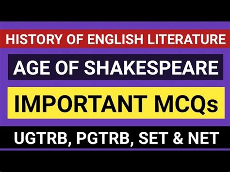 Ug Trb English Test Day The Age Of Shakespeare Mcqs Ugtrb