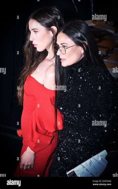 Paris France October 5 2021 Demi Moore And Her Daughter Scout Larue Willis Attend The Love