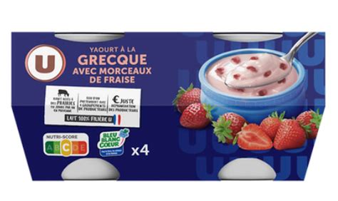 Yaourts La Grecque Avec Morceaux De Fraise Bleu Blanc Coeur U X