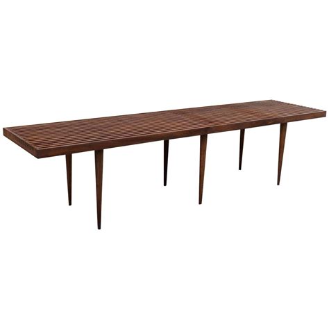 Mid Century Modern Long Slat Walnut Bench Coffee Table By Mel Smilow At 1stdibs