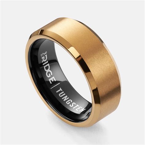 24 Karat Gold Mens Tungsten Wedding Band The Ridge