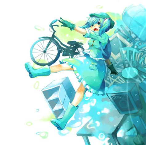 Safebooru Bad Id Bag Bicycle Blue Eyes Blue Hair Boots Chair Gloves