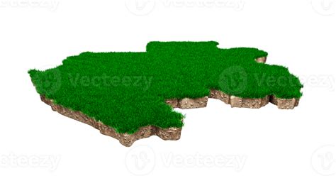 Gabon Map Soil Land Geology Cross Section With Green Grass And Rock