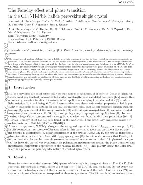 PDF The Faraday Effect And Phase Transition In The CH 3 NH 3 PbI 3