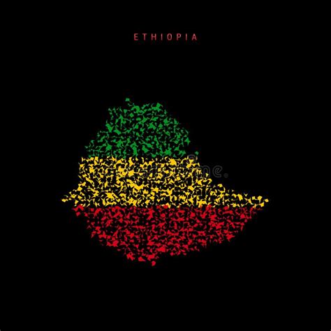 Ethiopia Flag Map Chaotic Particles Pattern In The Ethiopian Flag