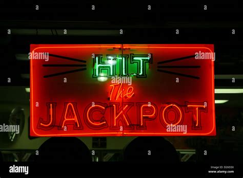 Hit The Jackpot Neon Sign Stock Photo Alamy