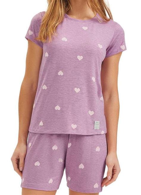 Pijama Feminino Curto Cor Amor Rosa Meias Sao Jorge