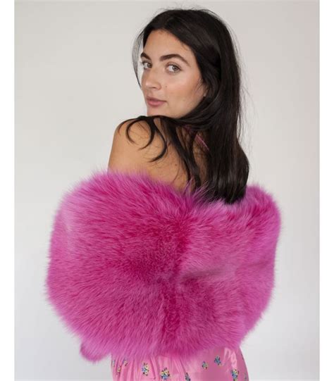 Pink Fox Fur Stole At