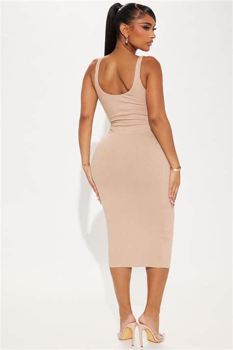 Jennifer Double Lined Midi Dress Mocha Fashion Nova Dresses