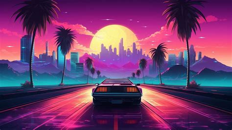 Desktop Wallpaper Desktop Background Synthwave Car Retro Digital ...