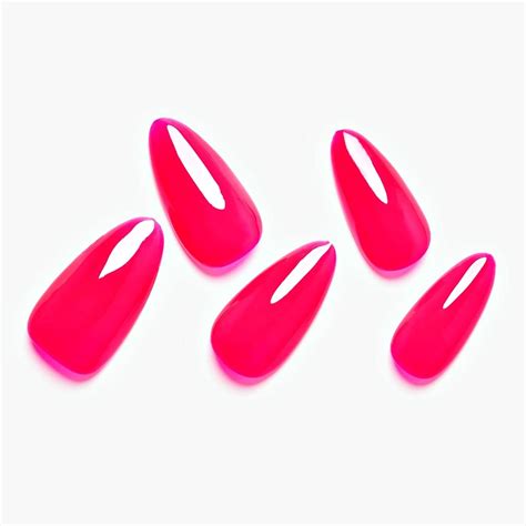 Amazon GLAMERMAID Jelly Press On Nails Almond Handmade Gel Nails Series Hot Pink Fake