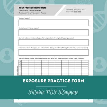 Exposure Therapy Practice Form Editable Fillable Pdf Template