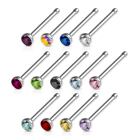 Nasen Piercing Stecker Nasenstecker Mit Kristall In Farben Stab