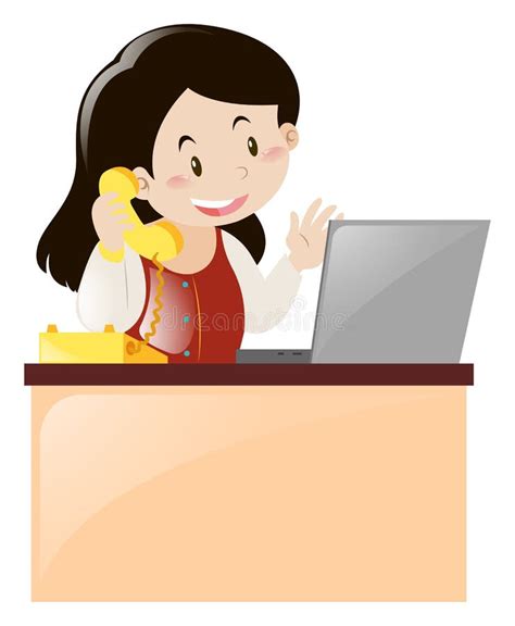 Office Worker Answering The Phone Call Stock Vector Illustration Of