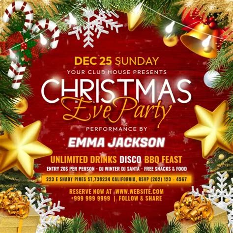 Christmas Eve Party Post Template Postermywall