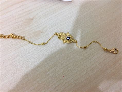 Gold Plated Anklet Evil Eye Hamsa Hand Anklet Fatma S Etsy