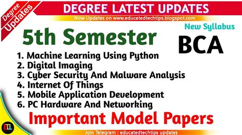 Degree 5th Semester BCA All Subjects Important Model Papers Degree