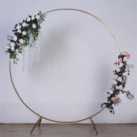 BalsaCircle 7.5 feet Gold Metal Round Wreath Backdrop Stand Arch ...