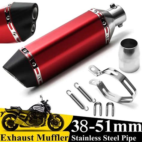 Motorcycle Exhaust Universal Muffler Motorbike 38 51mm Double Air