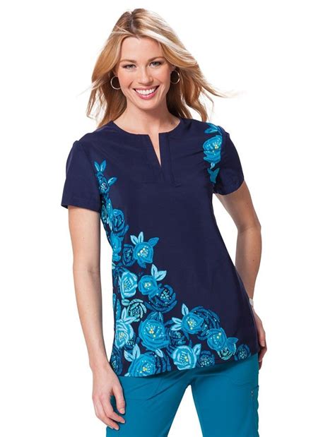 Koi Sapphire Mademoiselle Rose Devin Scrub Top Koi Scrubs Cute Scrubs